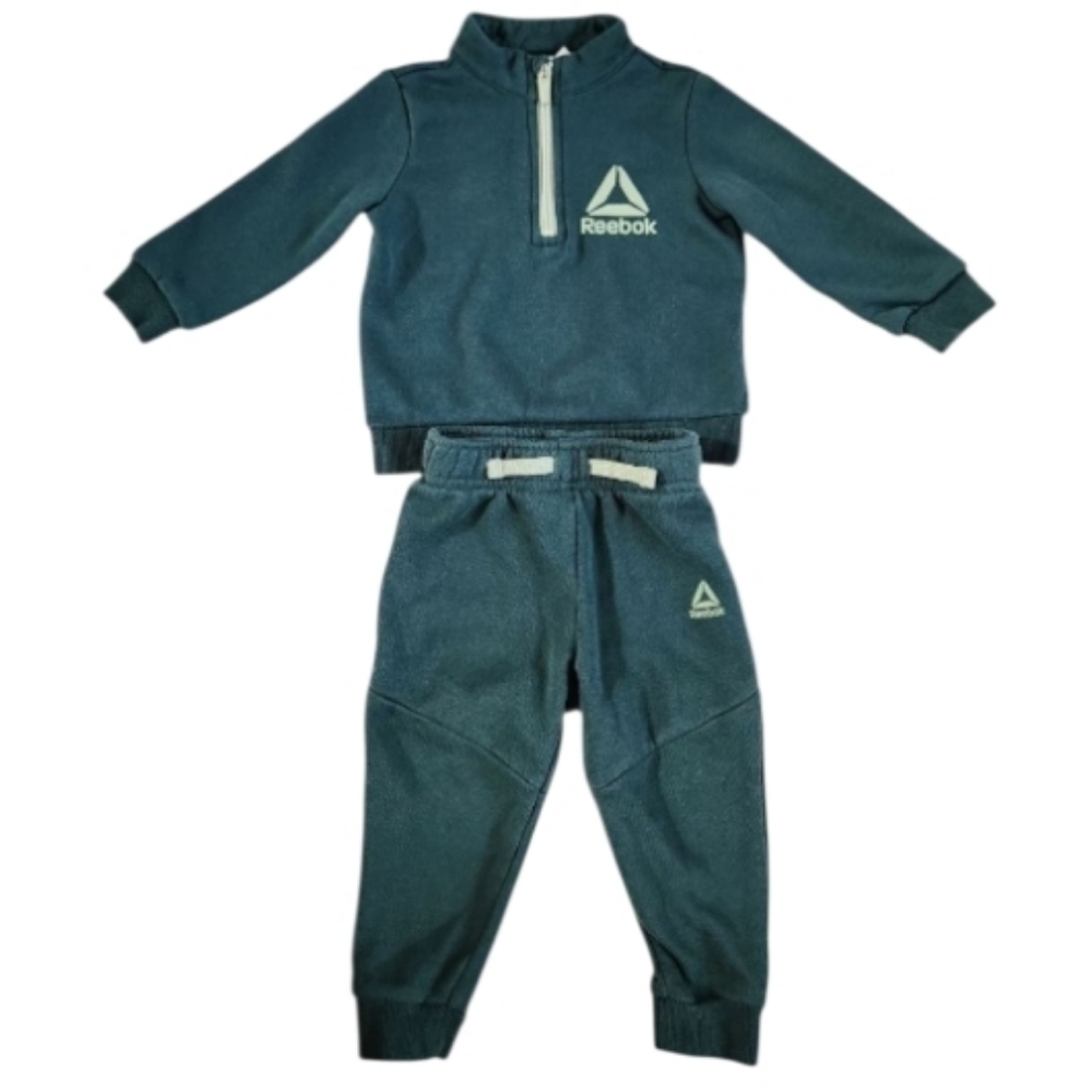 Reebok Toddler Boy Kids Green Quarter  Zip Longsleeve Sweatpants‎ Jogger Set